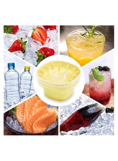 KASTWAVE Folding Silicone Ice Bucket, 2 in 1 Ice Tray Mold Ice Bucket, Portable ice cube molds, Square Water Pail with Lid, Ice Bucket Tub for Camping, Travelling, Picnicing Outdoor, Yellow  - Image 5