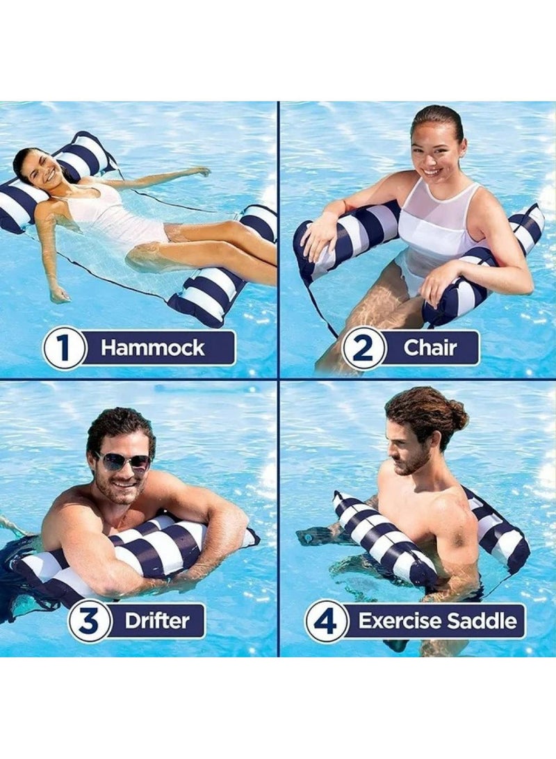 Y&D Foldable Casual Inflatable Water Striped Recliner With Net Hammock - Image 4