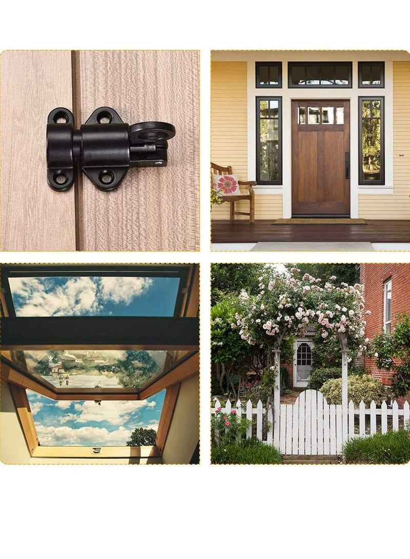 4 Pcs Spring Latch Bolt,Automatic Latch Lock,Spring Lock Automatic Spring Latch,Pull Ring Door Bolt with Screws,Suitable for Windows Wooden Doors,Courtyard Doors,Cabinet Doors(Black and Silver Gray)  - Image 5