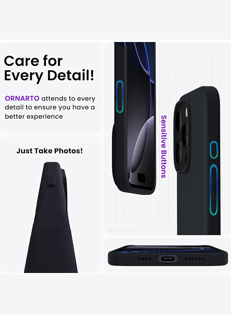 Case Up Compatible with Apple iPhone 15 Pro 6.1 Inch, Soft & Premium Liquid Silicone [Anti-Scratch Microfiber Lining] Shockproof Protective Slim Phone Cover- Black - Image 2