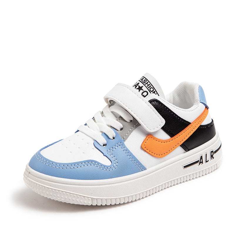 Autumn Kids Patchwork Sneakers Leather Blue 
