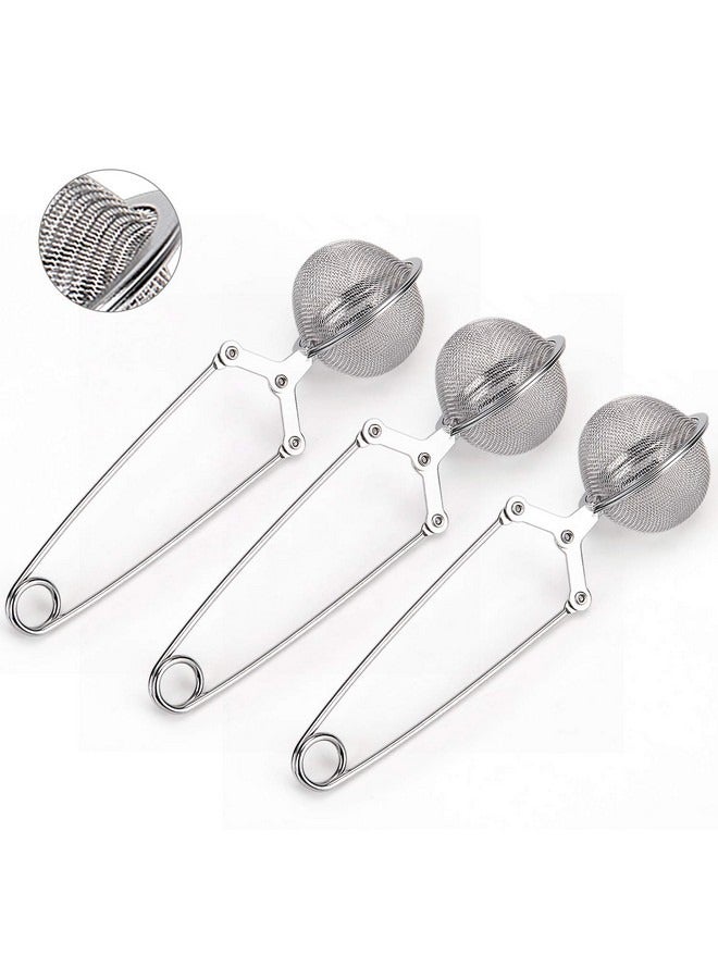 Beauenty Snap Ball Tea Strainer, 3 Pack Premium Stainless Steel Tea Infuser with Handle for Loose Leaf Tea Fine Mesh Tea Balls Filter Infusers - Image 1