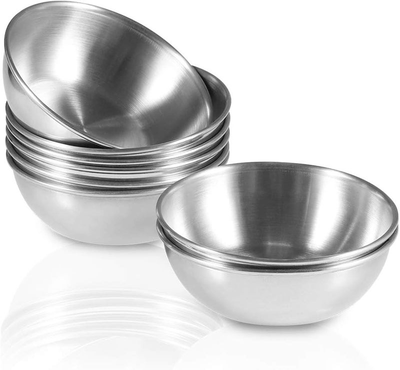 Amytalk 8 Pack 3.2inch Stainless Steel Sauce Dishes Mini Individual Saucers Bowl Round Seasoning Dishes Sushi Dipping Bowl Appetizer Plates, Sliver - Image 1
