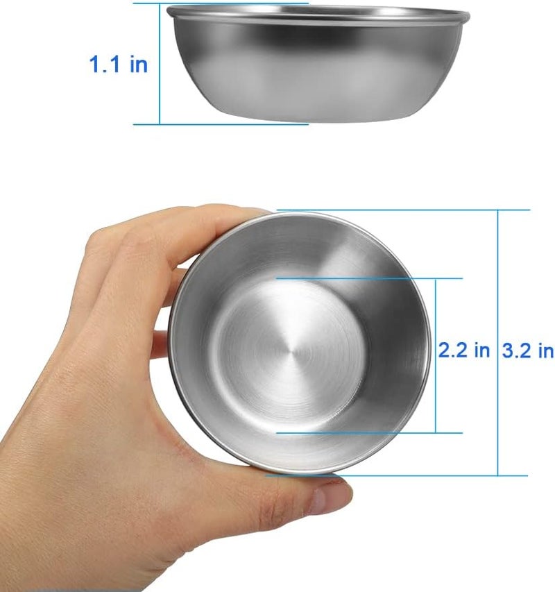 Amytalk 8 Pack 3.2inch Stainless Steel Sauce Dishes Mini Individual Saucers Bowl Round Seasoning Dishes Sushi Dipping Bowl Appetizer Plates, Sliver - Image 2