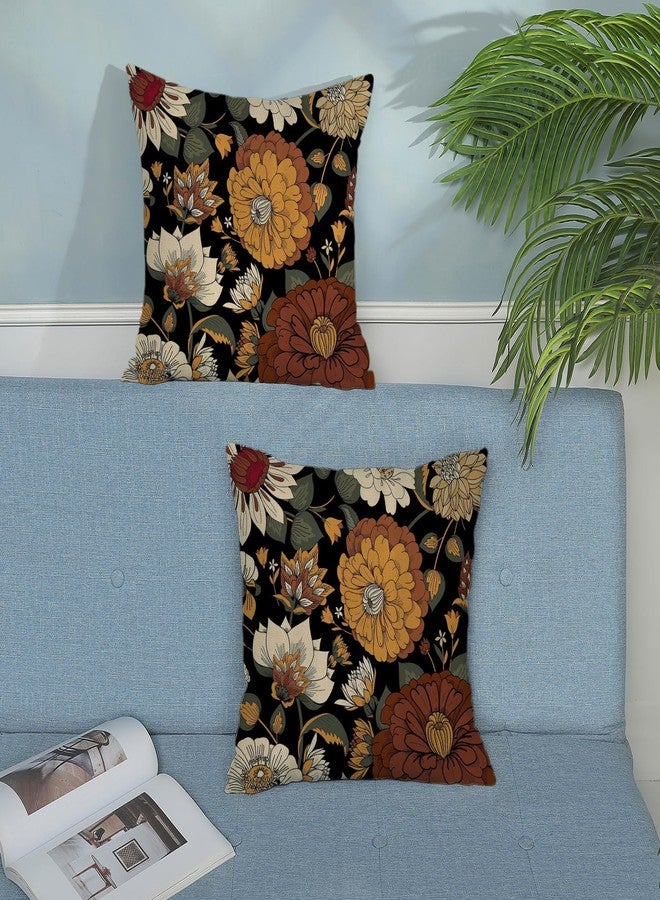 OFIRD Boho Pillow Covers 18x18 Pack of 2,Vintage Black Floral Throw Pillow Cover Spring Summer Bohemian Botanical Flower Pillowcase Outdoor Decorative Linen Cushion Case for Sofa Home Decor - Image 3