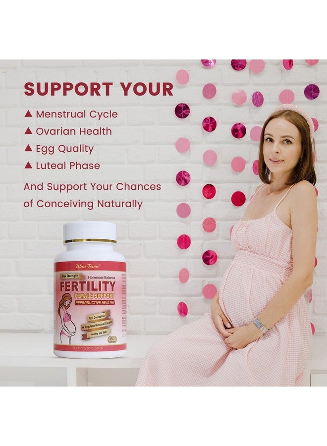 Wins Town أقراص وينز تاون للخصوبة للنساء، مكملات الفيتامينات قبل الولادة للإناث، دعم الإباضة، الحمل وتوازن الهرمونات، 60 قرص - Image 4