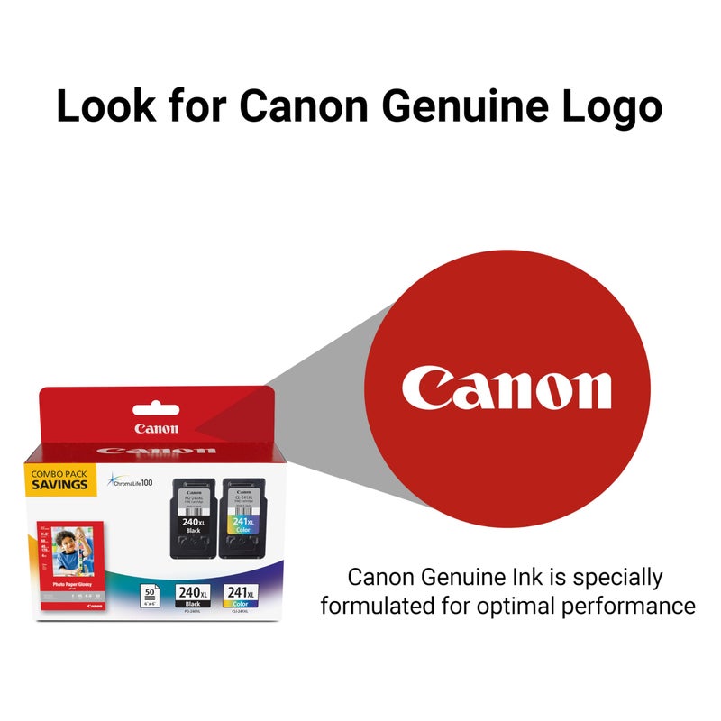 Canon PG-240 XL / CL-241 XL Genuine Ink Value Pack (2 Cartridges) with 50-Sheet Photo Paper, Compatible with MG2120/3120/4120/2220/3220/4220/3520/3620, MX372/392/432/452/472/512/522/532, TS5120 - Image 4