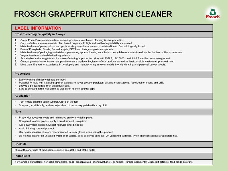 Frosch Kitchen Cleaner - 500 ml (Grapefruit) - Image 3