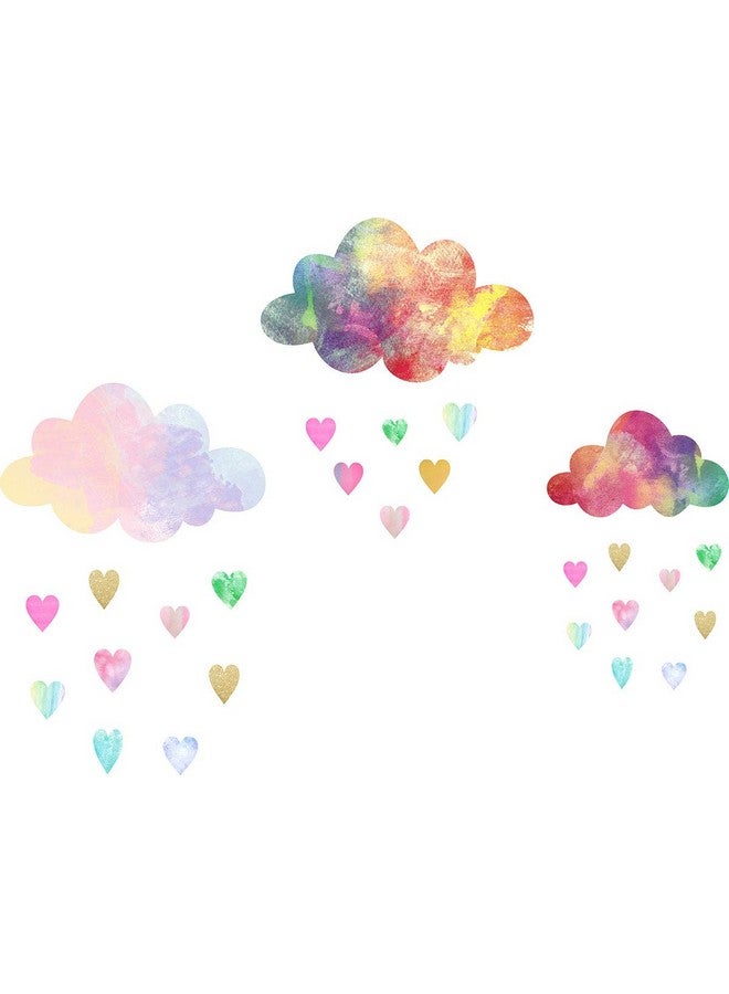 إياسو ملصقات حائط على شكل سحابة، ملصقات جدارية على شكل قلب، قابلة للإزالة وقابلة للتقشير واللصق، ملصقات جدارية لديكور غرفة الأطفال الصغار - Image 1