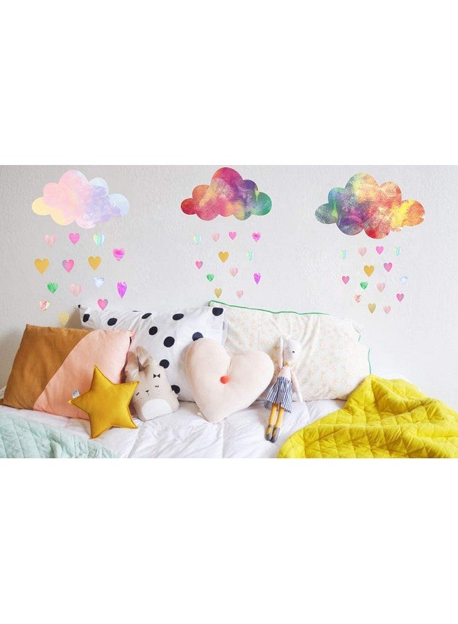 إياسو ملصقات حائط على شكل سحابة، ملصقات جدارية على شكل قلب، قابلة للإزالة وقابلة للتقشير واللصق، ملصقات جدارية لديكور غرفة الأطفال الصغار - Image 3