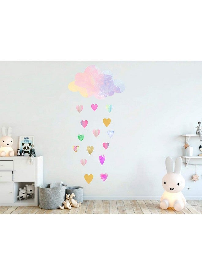 إياسو ملصقات حائط على شكل سحابة، ملصقات جدارية على شكل قلب، قابلة للإزالة وقابلة للتقشير واللصق، ملصقات جدارية لديكور غرفة الأطفال الصغار - Image 2