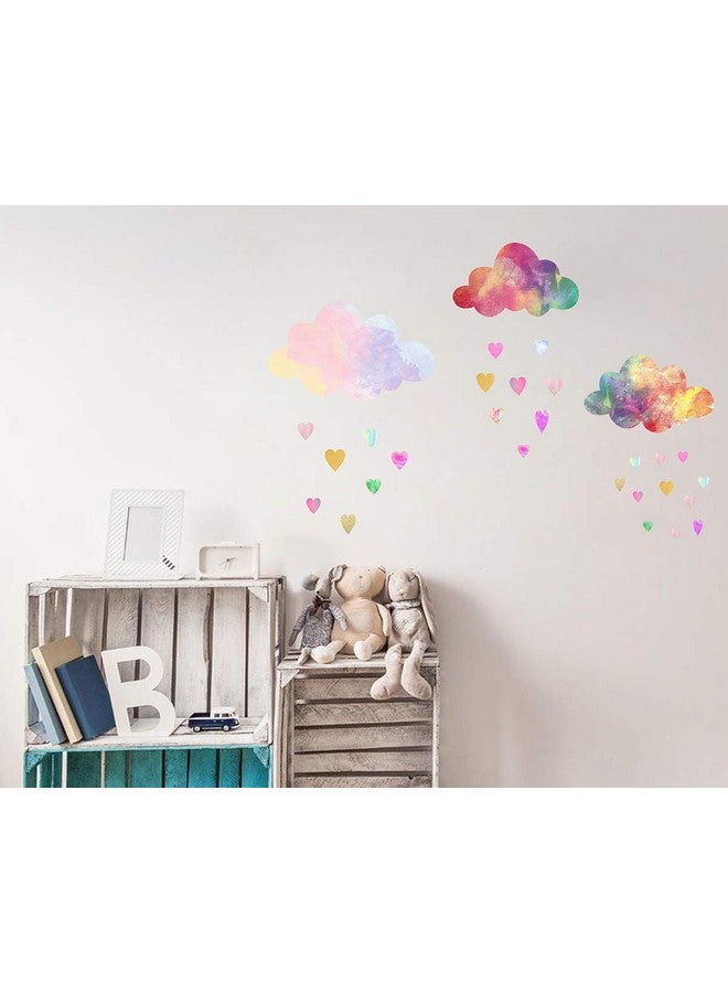 إياسو ملصقات حائط على شكل سحابة، ملصقات جدارية على شكل قلب، قابلة للإزالة وقابلة للتقشير واللصق، ملصقات جدارية لديكور غرفة الأطفال الصغار - Image 4