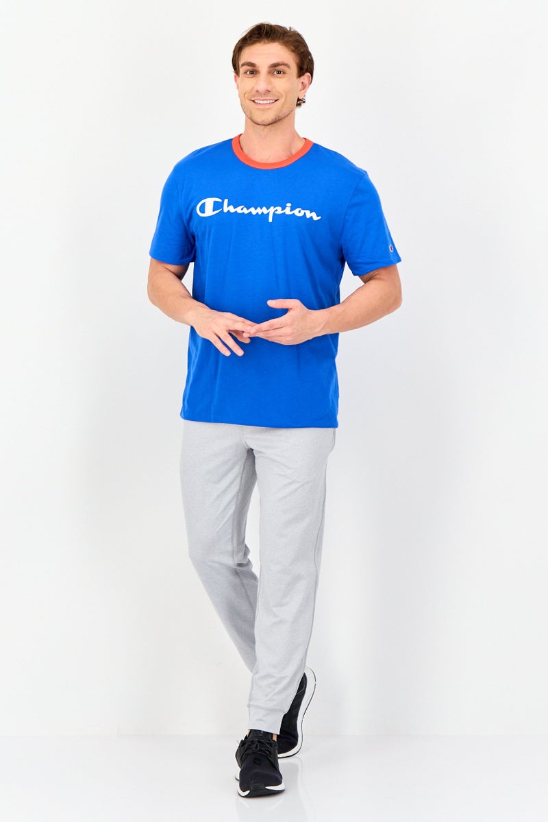 Champion Men Sportswear Fit Brand Logo Short Sleeve Outdoor T-Shirt, Blue - Image 4