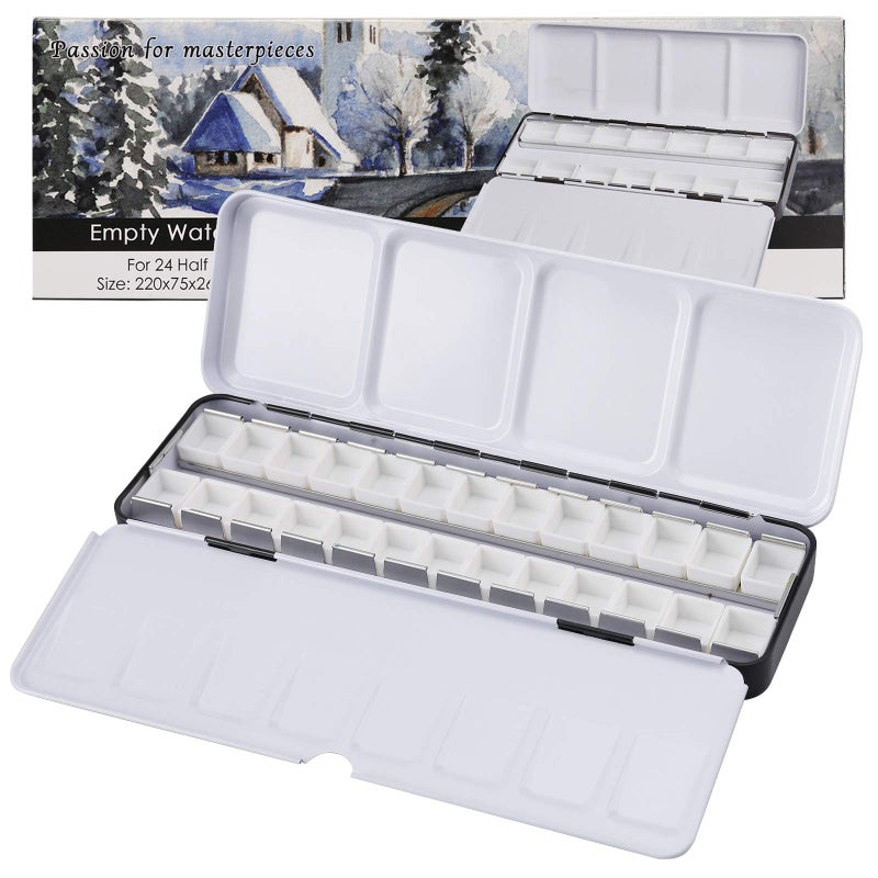 MYARTOOL Empty Watercolor Palette, Metal Watercolor Tins Box Palette Paint Case with 12 Empty Half Pans, Paint Tray Palette Suitable for Watercolor, Acrylic, Gouache, Oil Painting - Image 1