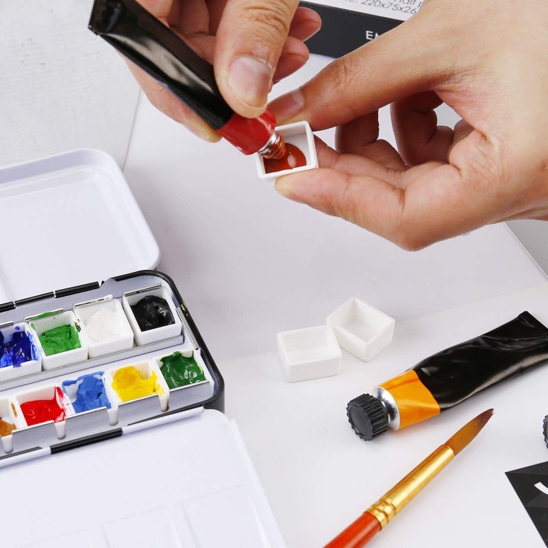 MYARTOOL Empty Watercolor Palette, Metal Watercolor Tins Box Palette Paint Case with 12 Empty Half Pans, Paint Tray Palette Suitable for Watercolor, Acrylic, Gouache, Oil Painting - Image 5