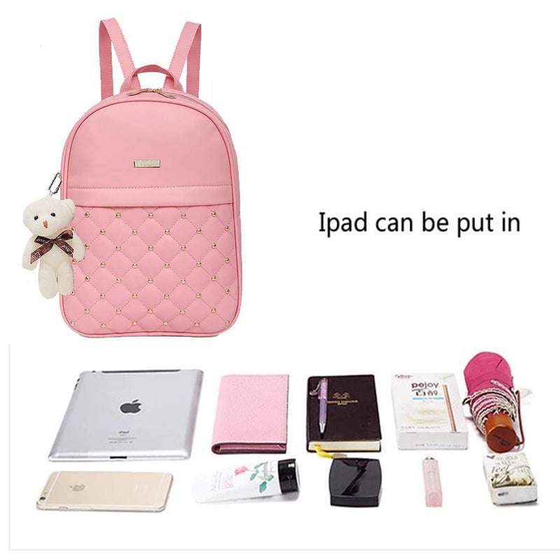 TYPIFY ® Teddy Keychain Faux Leather Backpack for Women – Stylish, Lightweight, Spacious Bag for School, Office, College & Travel – Trendy Everyday Use Backpack for Girls | Gift for Her - Image 3