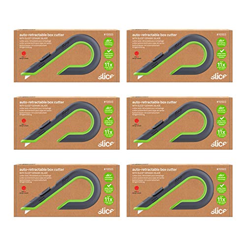 Slice Auto-Retractable Box Cutter, Heavy Duty Utility Knife, Safe Ceramic Blade Lasting 11x Longer than Metal, 6 Pack - Image 1