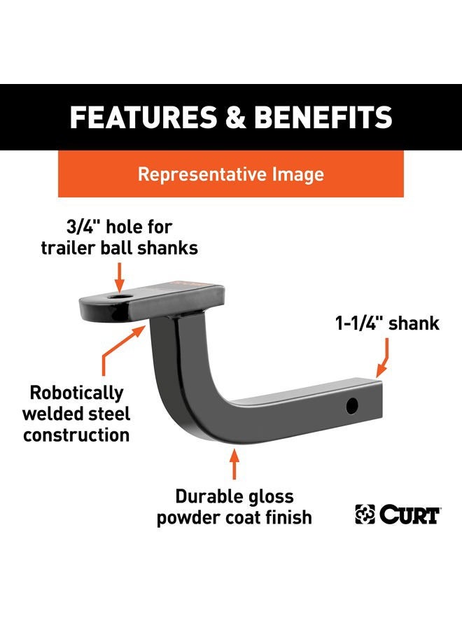 Curt 45024 Class 1 Trailer Hitch Ball Mount, Fits 1-1/4-Inch Receiver, 2,000 Lbs. Gtw, 3/4-Inch Ball Hole, 5-Inch Rise - Image 3
