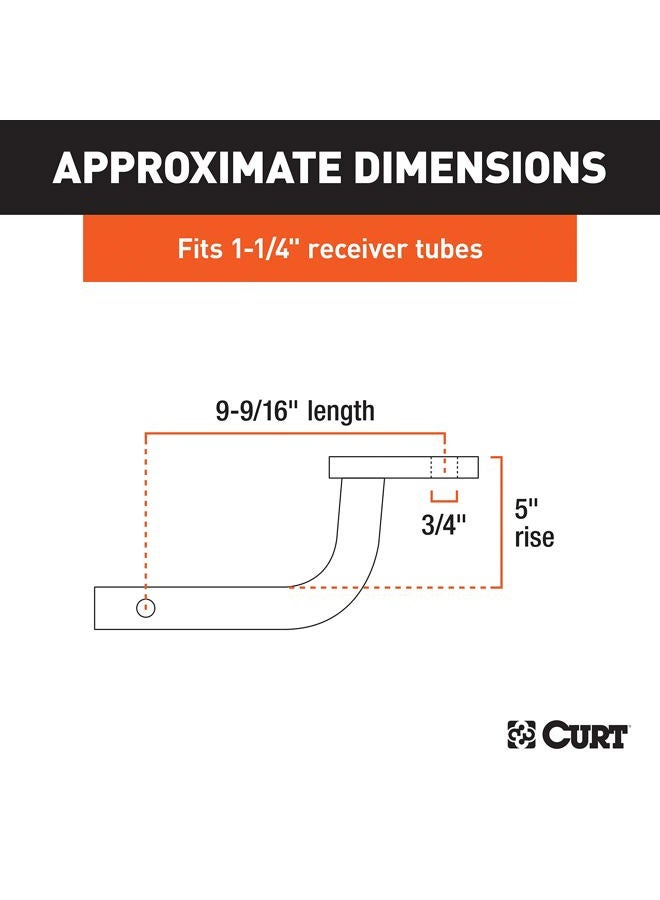 Curt 45024 Class 1 Trailer Hitch Ball Mount, Fits 1-1/4-Inch Receiver, 2,000 Lbs. Gtw, 3/4-Inch Ball Hole, 5-Inch Rise - Image 2