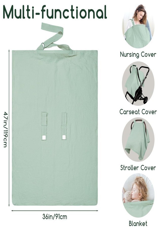 DAYEEBALL Summer Muslin Infant Car Seat Cover, Breathable Carseat Cover for Baby Girls, Multi-Purpose Breastfeeding Covers for Nursing, Green - Image 5