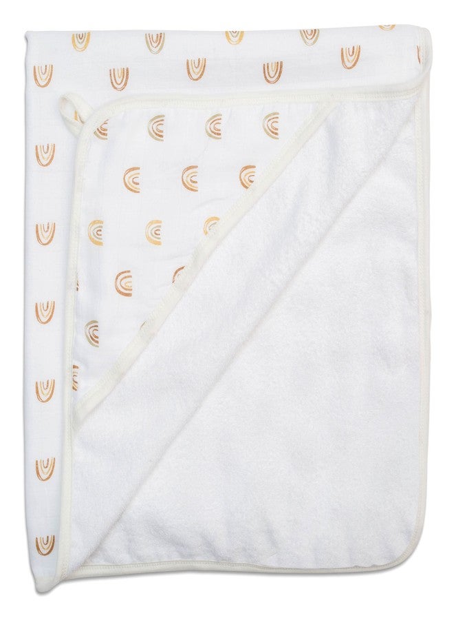 lulujo Hooded Towel Soft Absorbent Cotton Dual Layered Baby Bath Towel with Hood| 40in x 40in| Boho Rainbows - Image 1