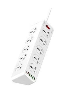 JBQ 2500W 10 Sockets With 5 USB Ports And 1 Type-C PD Port Desktop Extension Home Charger With 2M UK Power Cord White  - Image 2