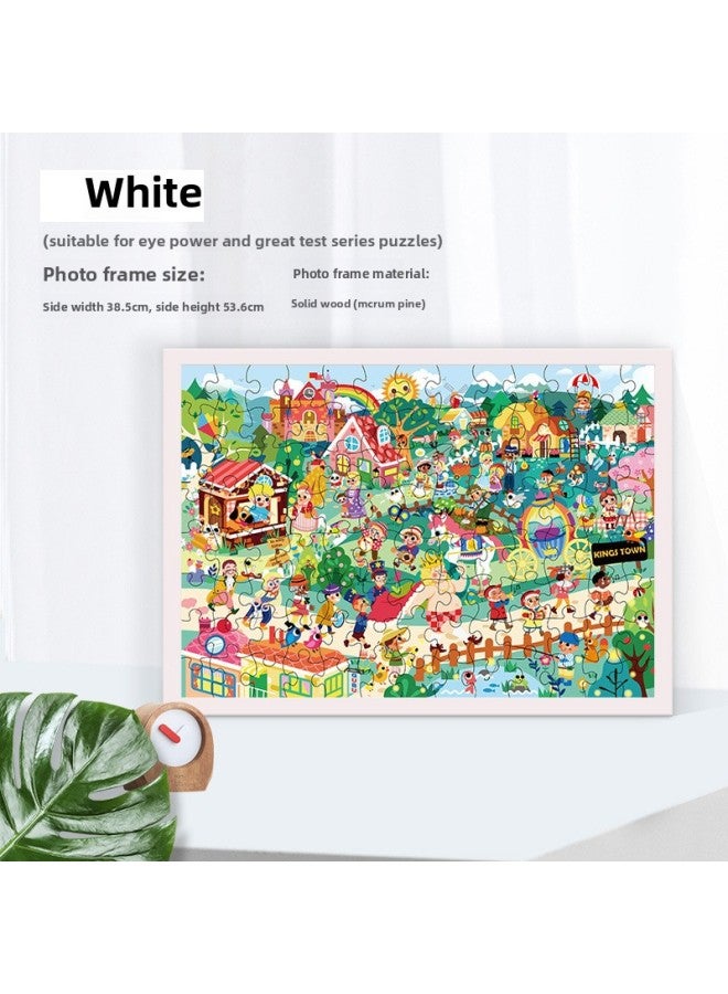 Solid Wood Photo Frame Mounted Creative Picture Frame Wall Hanging 500 Pieces 1000 Pieces Puzzle Special Picture Frame Wooden Exquisite Picture Frame-Color:Eye Test PuzzleFrame-White  - Image 1