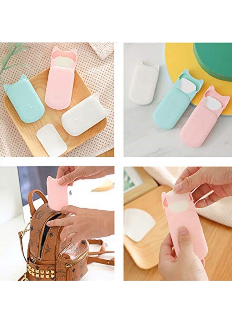 SYOSI 12 Box Antibacterial Soap Paper Sheets in C ute Cat Slid Case, Portable Disposable Antibacterial Nature Foaming Hand Paper Soap Sheet for Hiking, Camping, backpacking - Image 3