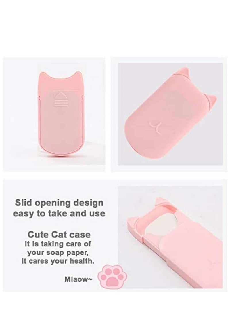 SYOSI 12 Box Antibacterial Soap Paper Sheets in C ute Cat Slid Case, Portable Disposable Antibacterial Nature Foaming Hand Paper Soap Sheet for Hiking, Camping, backpacking - Image 4