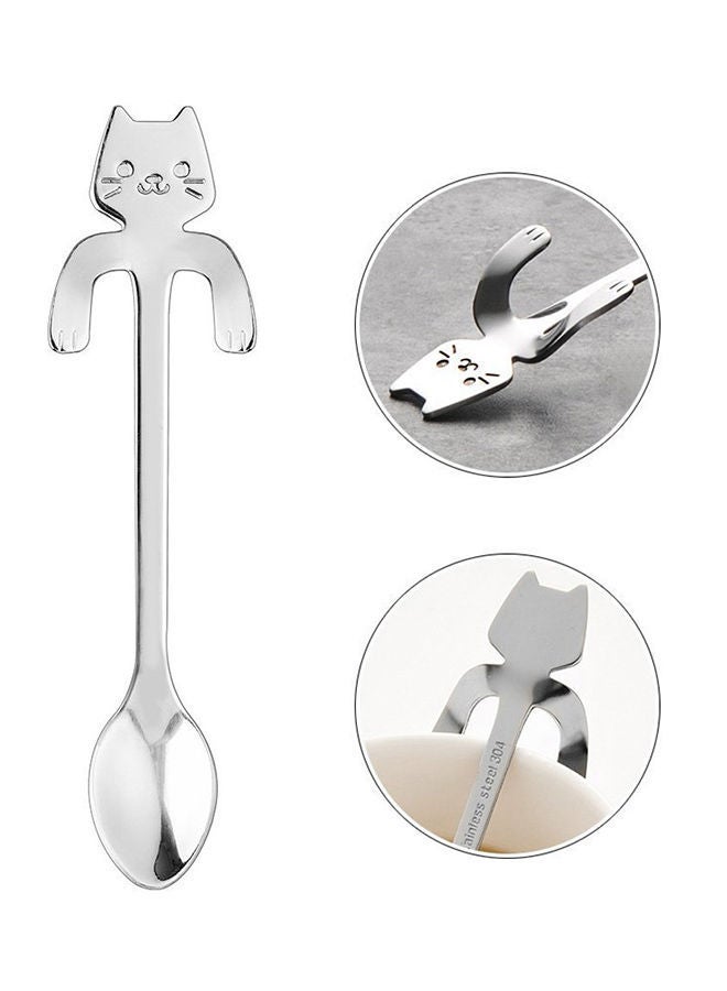 NIBEMINENT Long Handle Cute Cat Spoon Silver 11.8x1.8centimeter  - Image 3