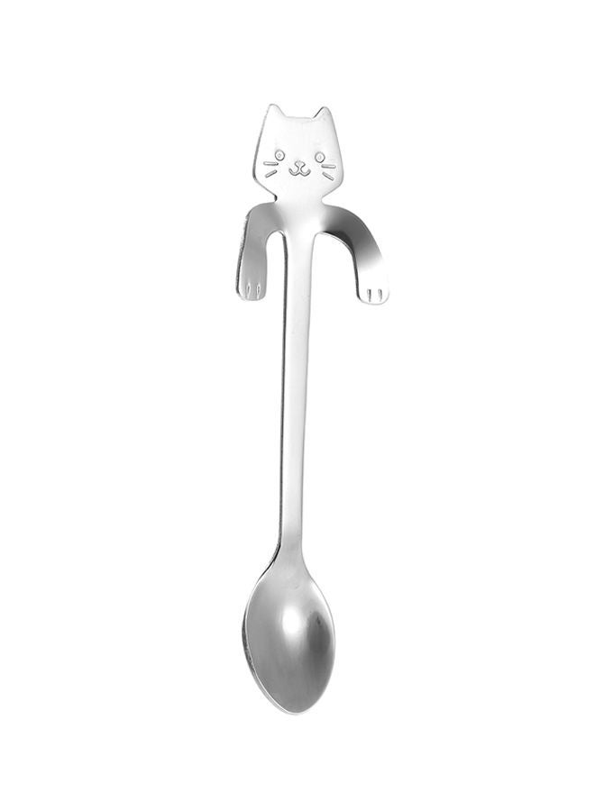 NIBEMINENT Long Handle Cute Cat Spoon Silver 11.8x1.8centimeter  - Image 1