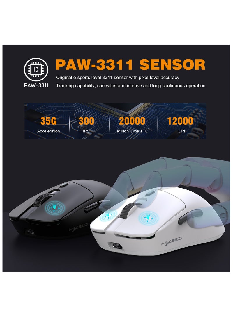 إتش إكس إس جيه HXSJ T68 ماوس ألعاب خفيف الوزن ثلاثي الأوضاع 3311 سبعة أزرار قابلة للبرمجة TTC حركة دقيقة 12000 نقطة في البوصة - Image 4