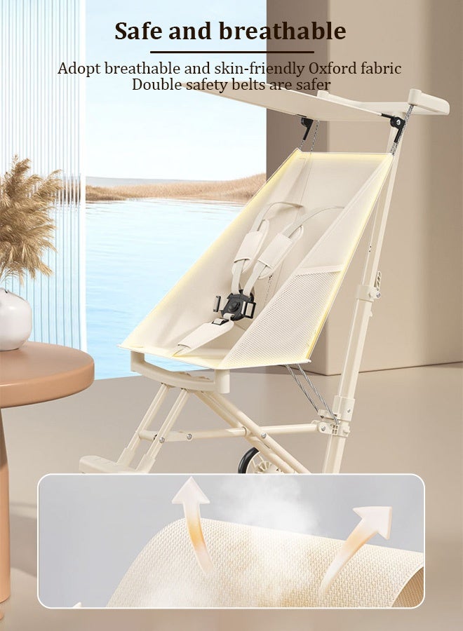 Joudiplay Lightweight Airplane-safe Stroller Folds Up With One Hand Take Up  Little Space Foldable Sun Canopy And Shoulder Straps Suitable For Children From 6-48 months - Image 3