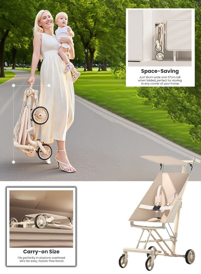 Joudiplay Lightweight Airplane-safe Stroller Folds Up With One Hand Take Up  Little Space Foldable Sun Canopy And Shoulder Straps Suitable For Children From 6-48 months - Image 1