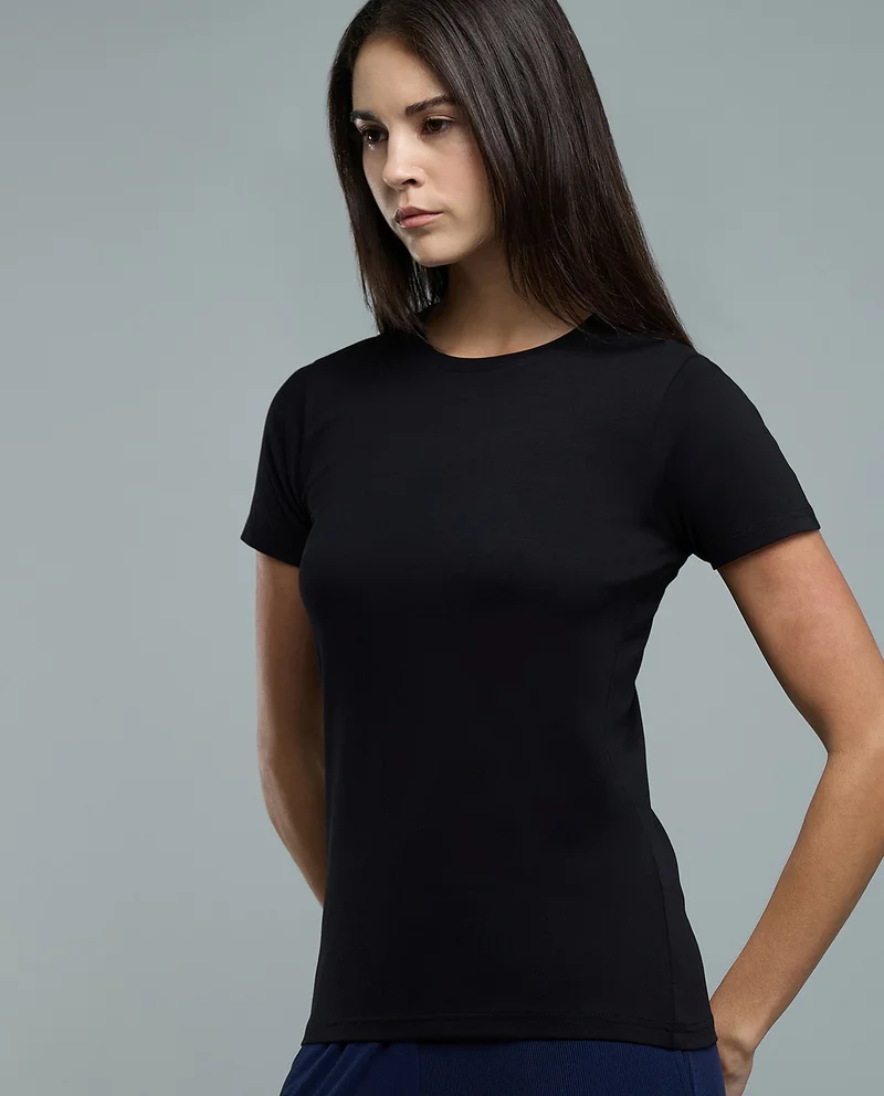 أر أند بي Solid T-Shirt With Crew Neck And Short Sleeves