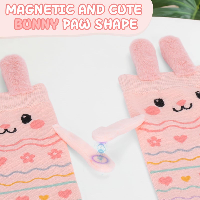 FreeNFond Easter Bunny Socks with Magnetic Holding Hands, Crazy Socks for Kids Women, Funny Gifts for Easter Basket Stuffers (Pink) - Image 5