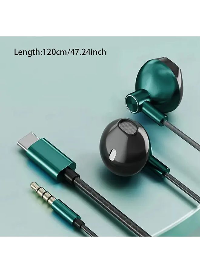 سماعات سلكية بيضاء من نوع USB-C مع مايك، بصوت ستيريو عالي الجودة مع Bass HiFi، متوافقة مع سامسونج جالاكسي وآيفون 15 برو ماكس. - Image 2