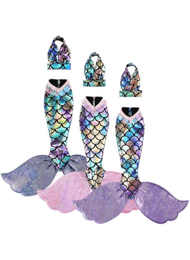 Zhanmai Zhanmai 3 Sets Mermaid Doll Accessories Doll Clothes Mermaid Tail Dress Doll Set Colorful Mermaid Dresses Bikini Swimwear for 11512 Inch Doll Girl Birthday GiftBlue Pink PurpleCute Style  - Image 1