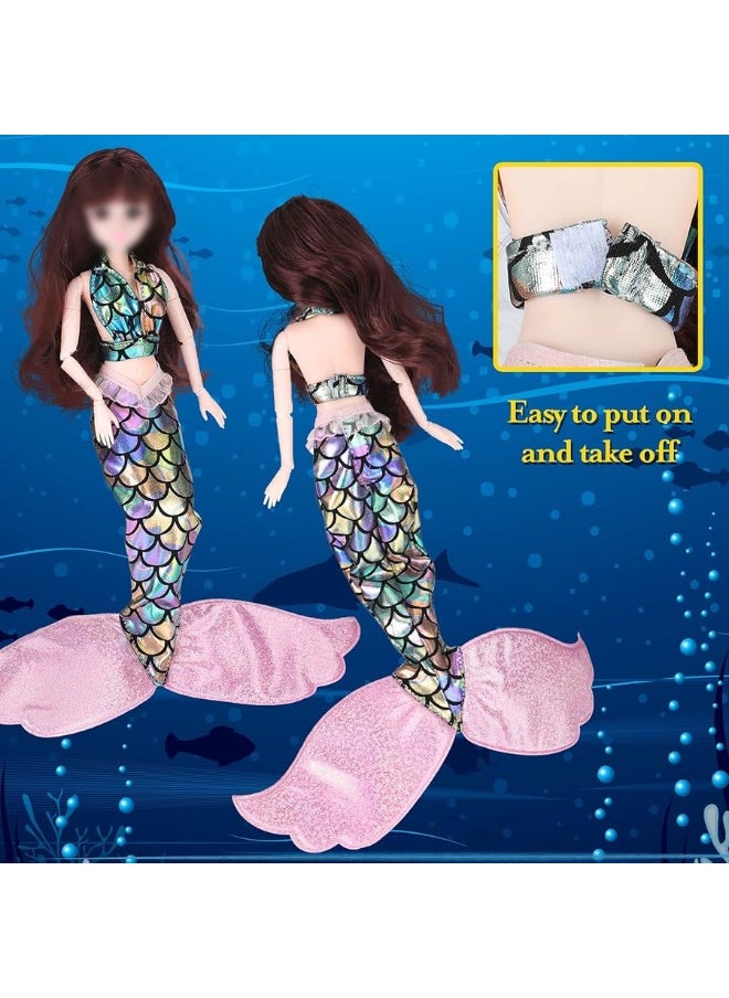 Zhanmai Zhanmai 3 Sets Mermaid Doll Accessories Doll Clothes Mermaid Tail Dress Doll Set Colorful Mermaid Dresses Bikini Swimwear for 11512 Inch Doll Girl Birthday GiftBlue Pink PurpleCute Style  - Image 3