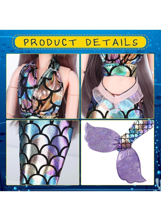 Zhanmai - Zhanmai 3 Sets Mermaid Doll Accessories Doll Clothes Mermaid Tail Dress Doll Set Colorful Mermaid Dresses Bikini Swimwear for 11512 Inch Doll Girl Birthday GiftBlue Pink PurpleCute Style - Image 1