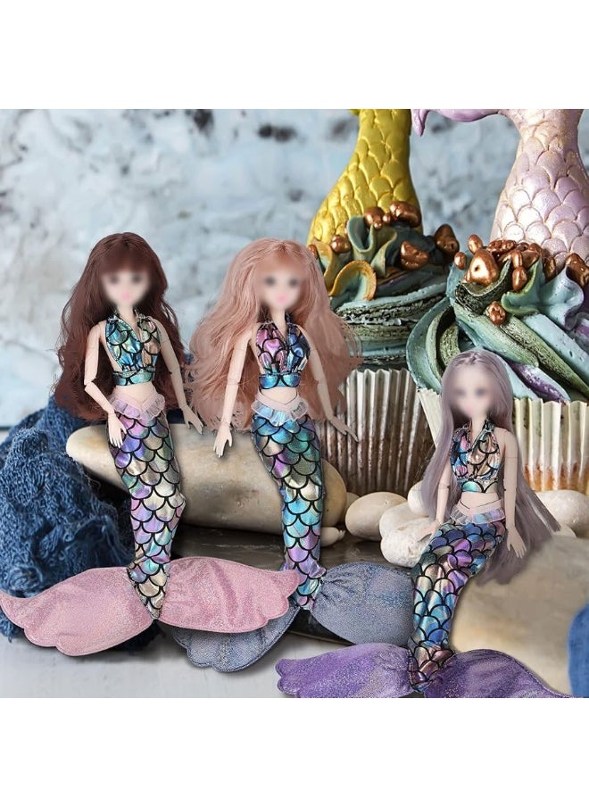 Zhanmai Zhanmai 3 Sets Mermaid Doll Accessories Doll Clothes Mermaid Tail Dress Doll Set Colorful Mermaid Dresses Bikini Swimwear for 11512 Inch Doll Girl Birthday GiftBlue Pink PurpleCute Style  - Image 5