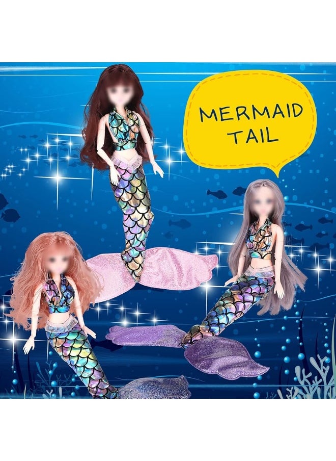 Zhanmai Zhanmai 3 Sets Mermaid Doll Accessories Doll Clothes Mermaid Tail Dress Doll Set Colorful Mermaid Dresses Bikini Swimwear for 11512 Inch Doll Girl Birthday GiftBlue Pink PurpleCute Style  - Image 2