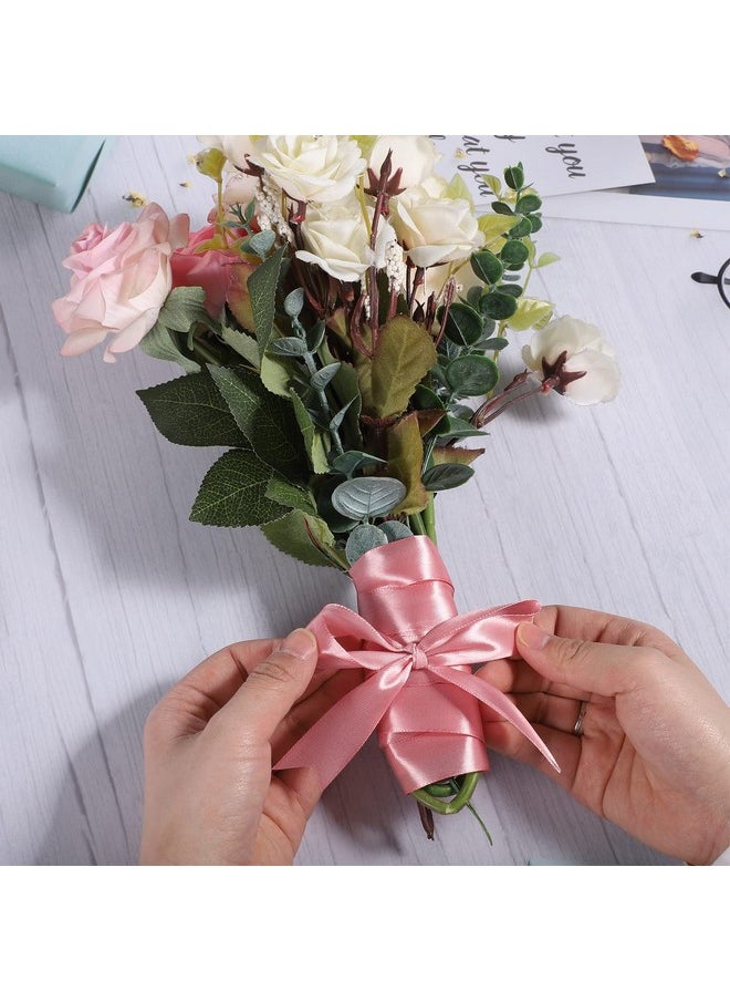 Prudiut - 1 Inch Pink Ribbon Pink Satin Ribbon Gift Wrapping Ribbons For Wedding Party Decorations Pink Bows Making Flower Bouquet Wrapping - Image 1