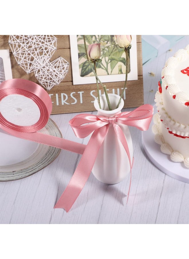 Prudiut - 1 Inch Pink Ribbon Pink Satin Ribbon Gift Wrapping Ribbons For Wedding Party Decorations Pink Bows Making Flower Bouquet Wrapping - Image 1