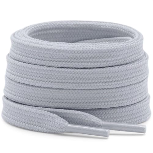 DELELE Solid Flat Shoe Laces: Hollow Thick Gray Shoelaces for Sneakers 2 Pair 47 inch - Image 1