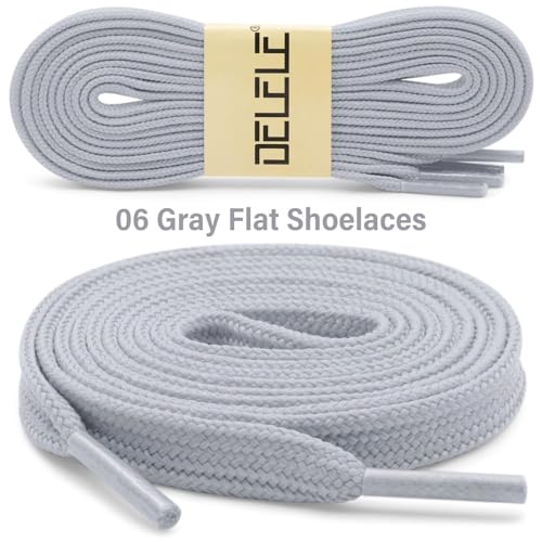 DELELE Solid Flat Shoe Laces: Hollow Thick Gray Shoelaces for Sneakers 2 Pair 47 inch - Image 2