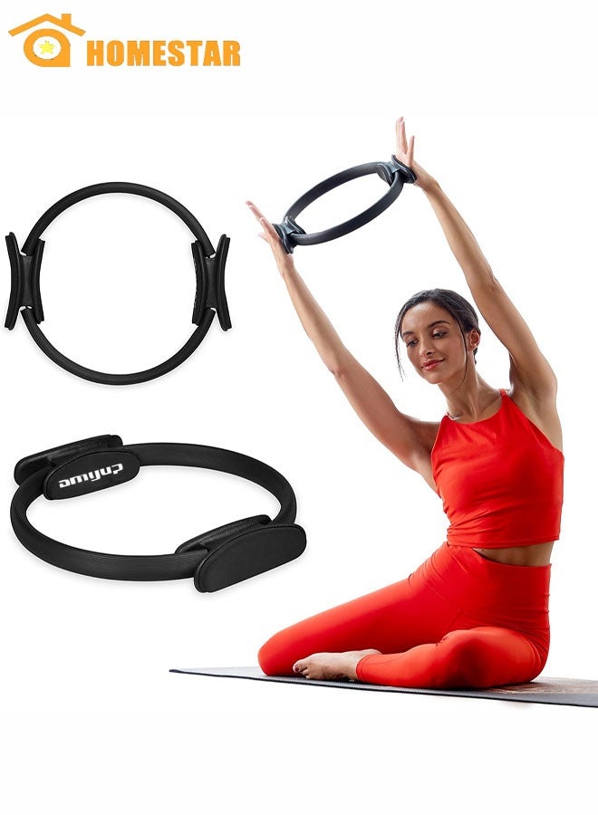 HOMESTAR Pilates Ring Fitness Circle, Lightweight and Durable Foam Padded Handles, Flexible Resistance Exercise Equipment, Black - Image 1
