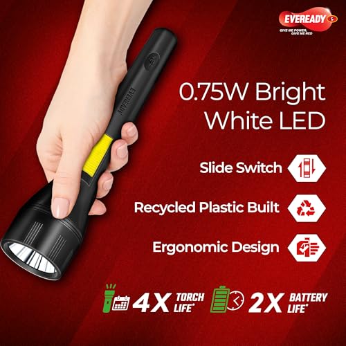 EVEREADY DL47 (Mega Josh), 0.75W Emergency Torch, Durable ABS Plastic Body, Bright White LED Torch, Powered by 3xAA Eveready Batteries - Image 4
