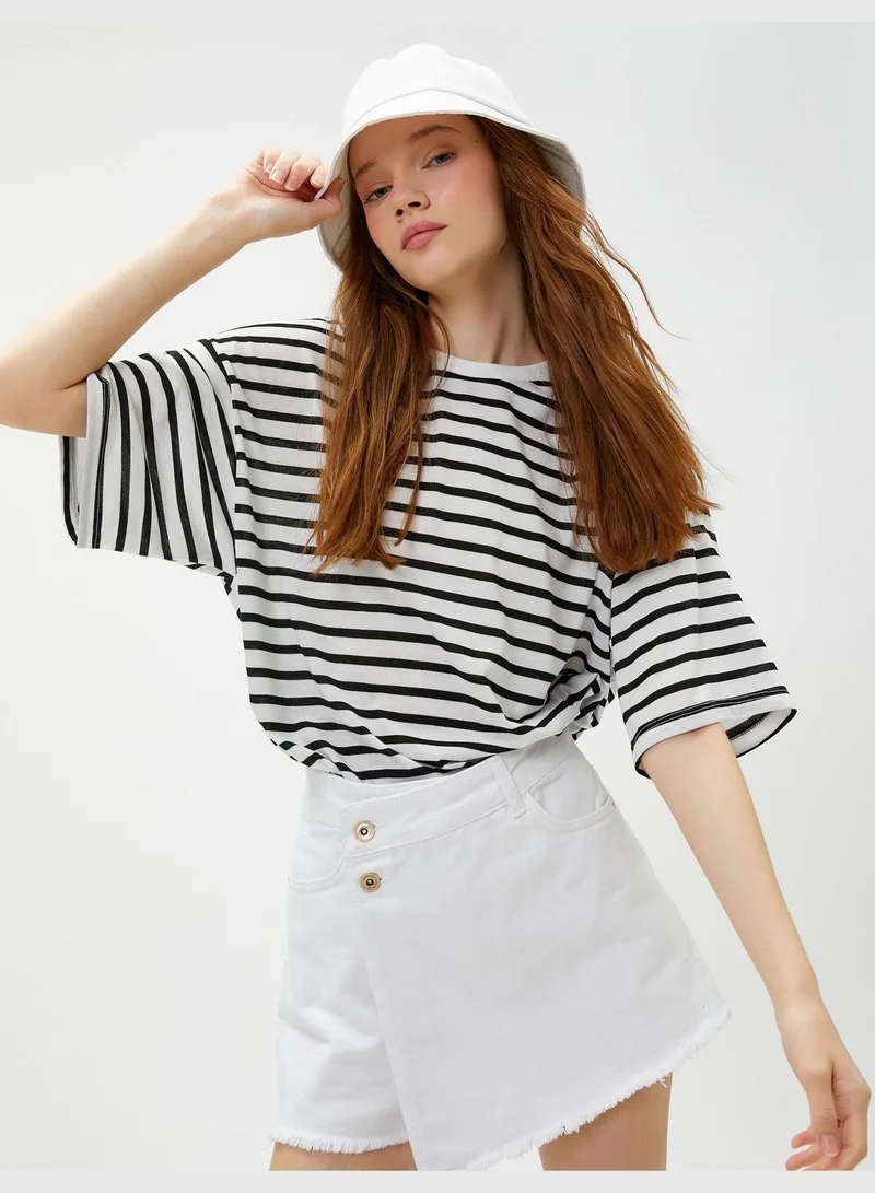 كوتون Short Sleeve Crew Neck Viscose Mix T-Shirt
