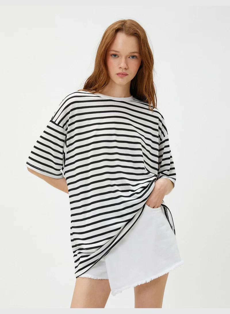كوتون Short Sleeve Crew Neck Viscose Mix T-Shirt